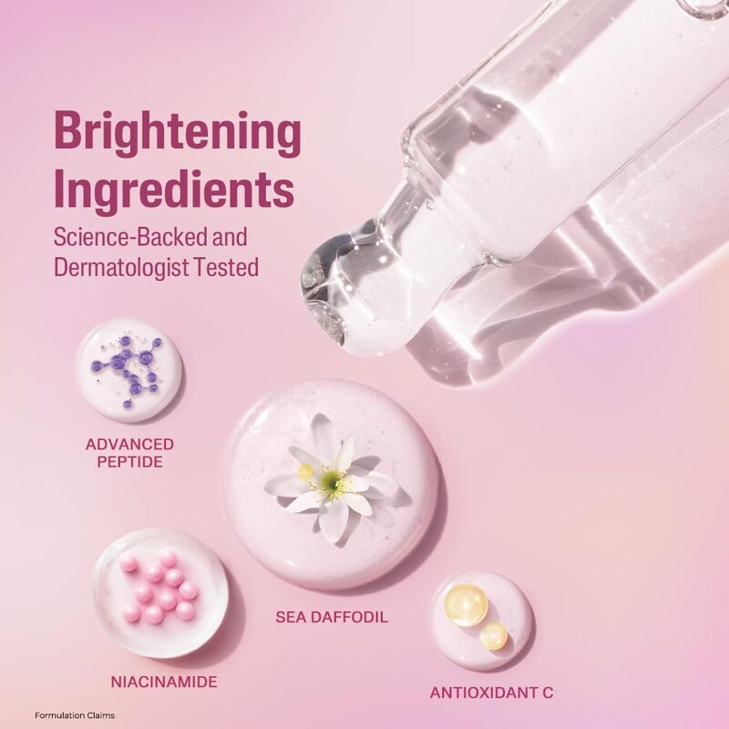 Showing the elements that are used in the product on light pink background