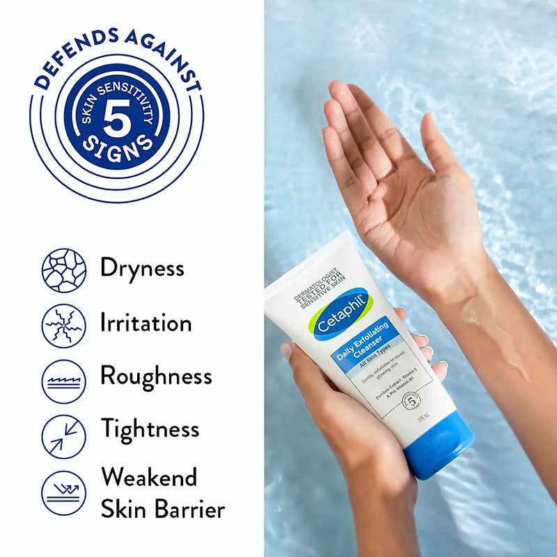 CETAPHIL DAILY EXFLOLIATING CLEANSER WITH VITAMIN B5 AND E