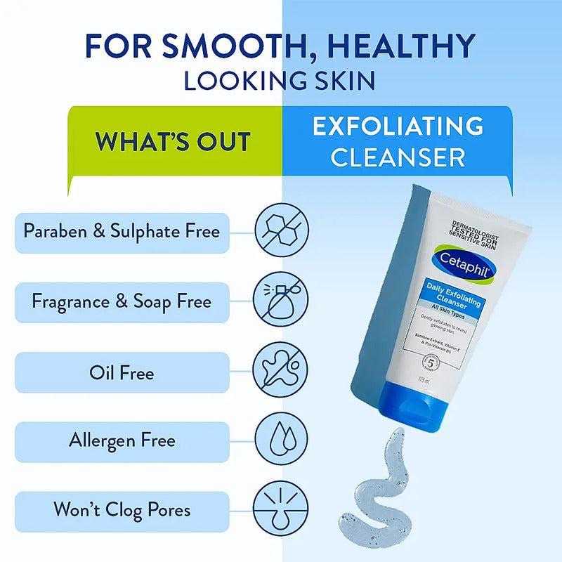 CETAPHIL DAILY EXFLOLIATING CLEANSER WITH VITAMIN B5 AND E