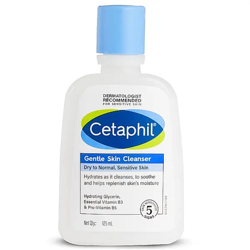Cetaphil Gentle Skin Cleanser with blue lid on white background
