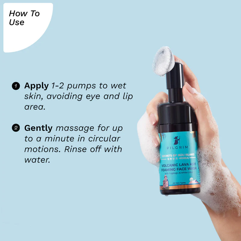 PILGRIM VOLCANIC LAVA ASH FOAMING FACE WASH W/BRUSH