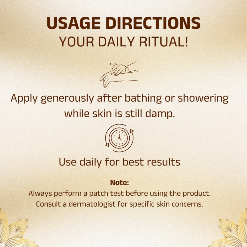 Usage directions for a skincare product with a beige background.