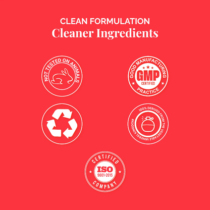 Collection of certification logos on a red background