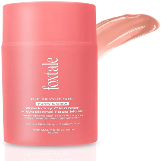 FOXTALE THE BRIGHT SIDE PURIFY & GLOW WEEKDAY CLEANSER + WEEKEND FACE MASK 100 ML