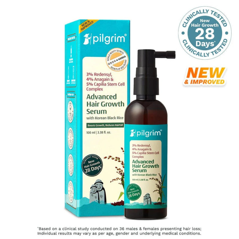 PILGRIM 3% REDENSYL & 4% ANAGAIN ADVANCED HAIR GROWTH SERUM 100 ML KOREAN BLACK RICE