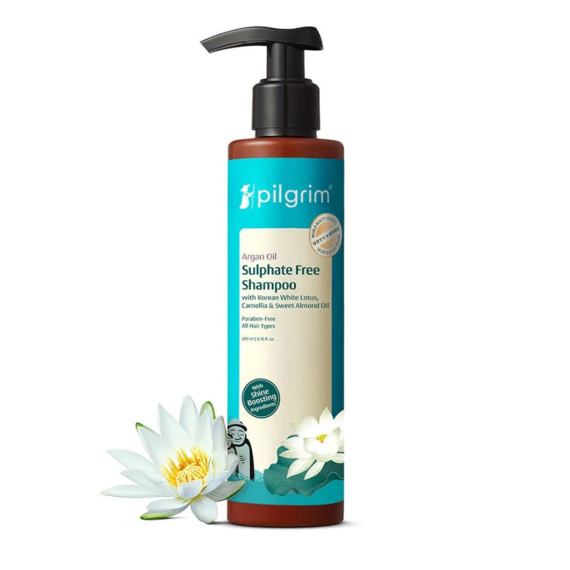 PILGRIM ARGAN OIL SULPHATE FREE SHAMPOO WITH KOREAN WHITE LOTUS, CAMELLIA & SWEET ALMOND OIL