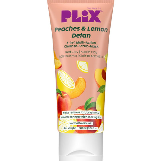 PLIX PEACHES & LEMON 3-IN-1 DETAN FACE WASH, SCRUB & MASK FOR SMOOTH, BRIGHT SKIN