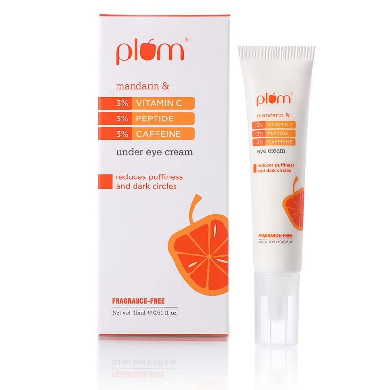 PLUM 3% VITAMIN C, 3% PEPTIDE & 3% CAFFEINE UNDER EYE CREAM WITH MANDARIN