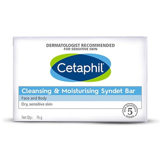Cetaphil cleansing & Moisturising Syndet bar on white background.