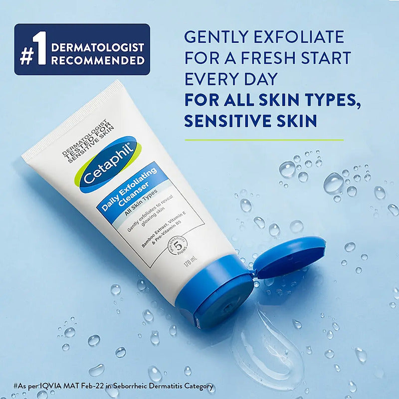 CETAPHIL DAILY EXFLOLIATING CLEANSER WITH VITAMIN B5 AND E