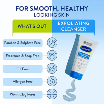 CETAPHIL DAILY EXFLOLIATING CLEANSER WITH VITAMIN B5 AND E