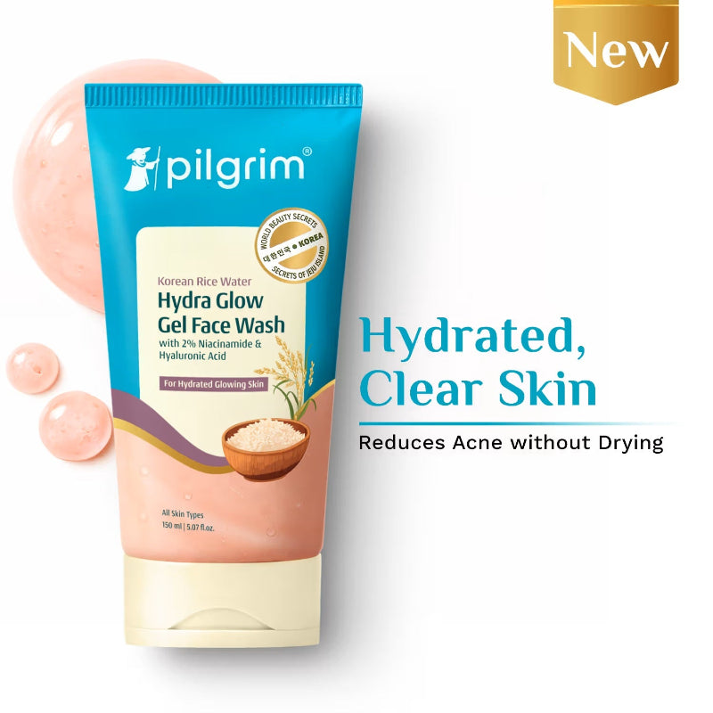 PILGRIM KOREAN RICE WATER HYDRA GLOW GEL FACE WASH (150ML)