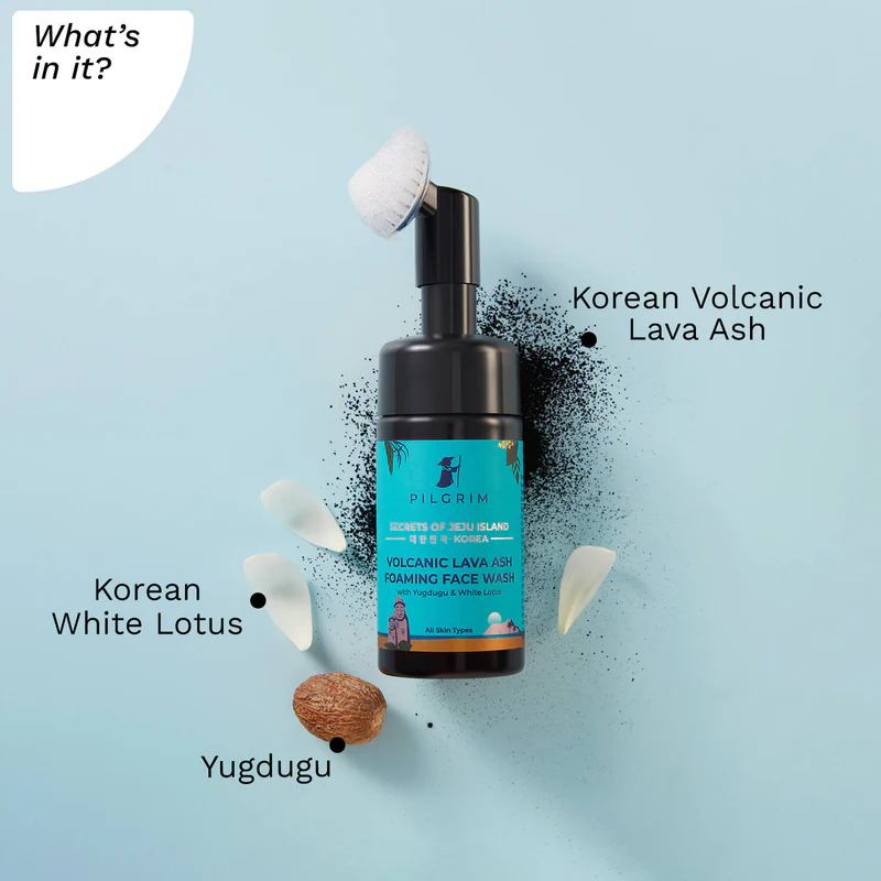 PILGRIM VOLCANIC LAVA ASH FOAMING FACE WASH W/BRUSH